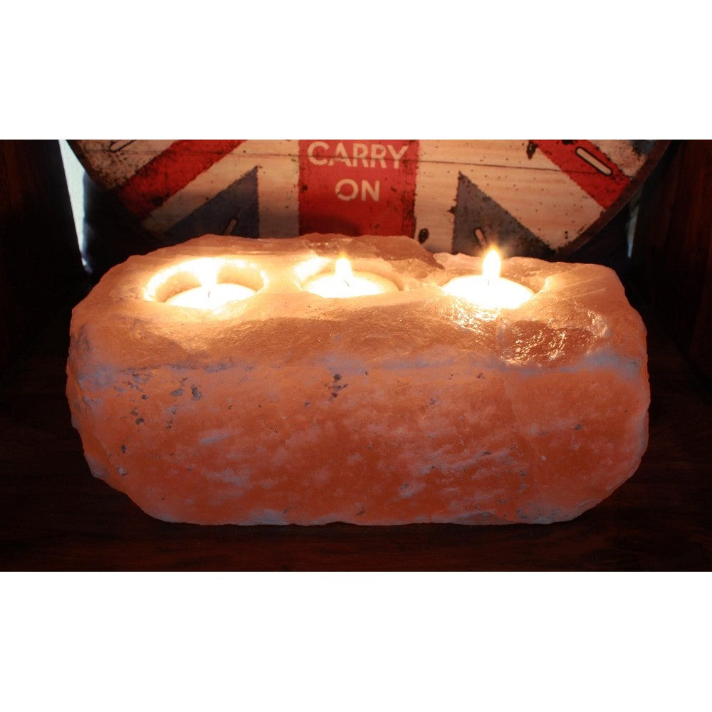 Свещник от хималайска сол с три отвора | Spa Supplies