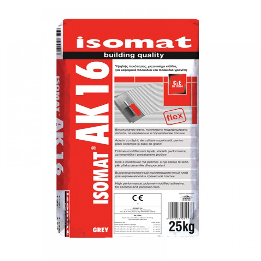 Флексово лепило за керамични плочки и гранитогрес C2 TE АК 16 | Isomat