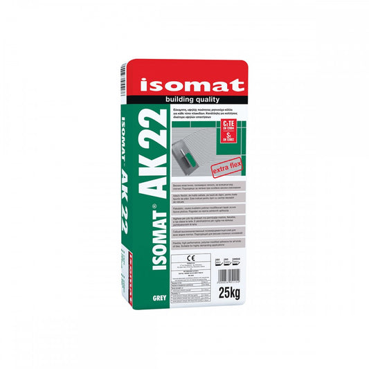 Лепило на циментова основа за стъклокерамични плочки АК 22 | Isomat