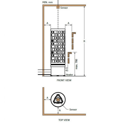 Печка за сауна Aries Round Black 4.5kW-9kW с външно управление | Sawo