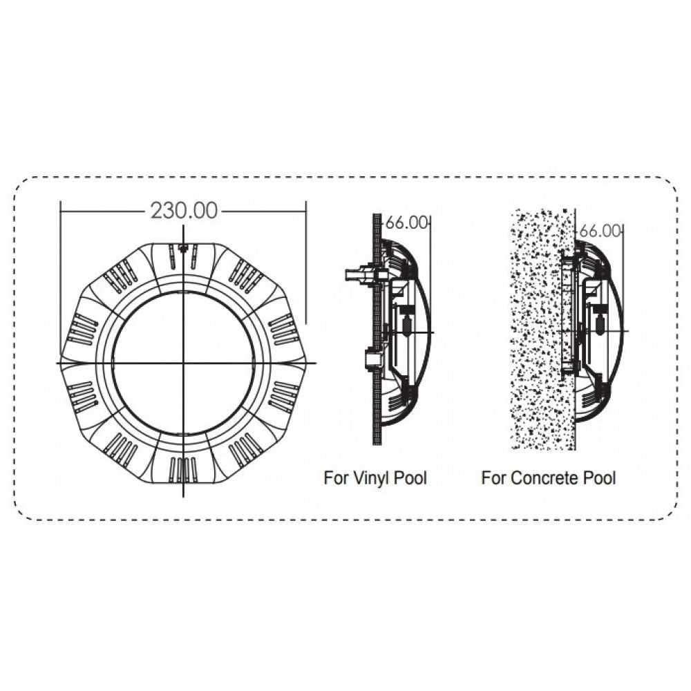 Подводен прожектор плосък UL-ТР100 75W, 12V | Emaux