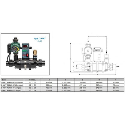 Топлообменник за басейн D-KWT Compact 46-84kW | EU