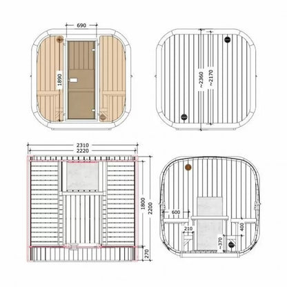 Външна сглобяема сауна за 2-4 човека ICON 220XL | EU