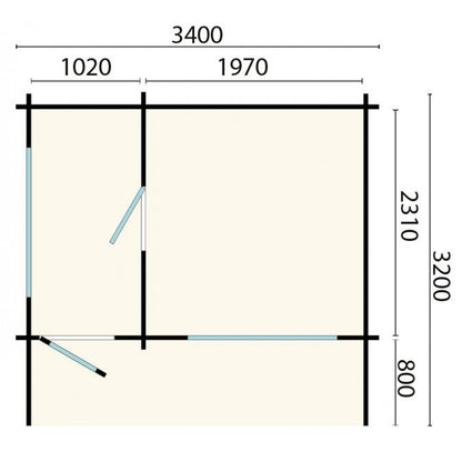 Външна сглобяема сауна Timo Flat 340 x 240 см | EU